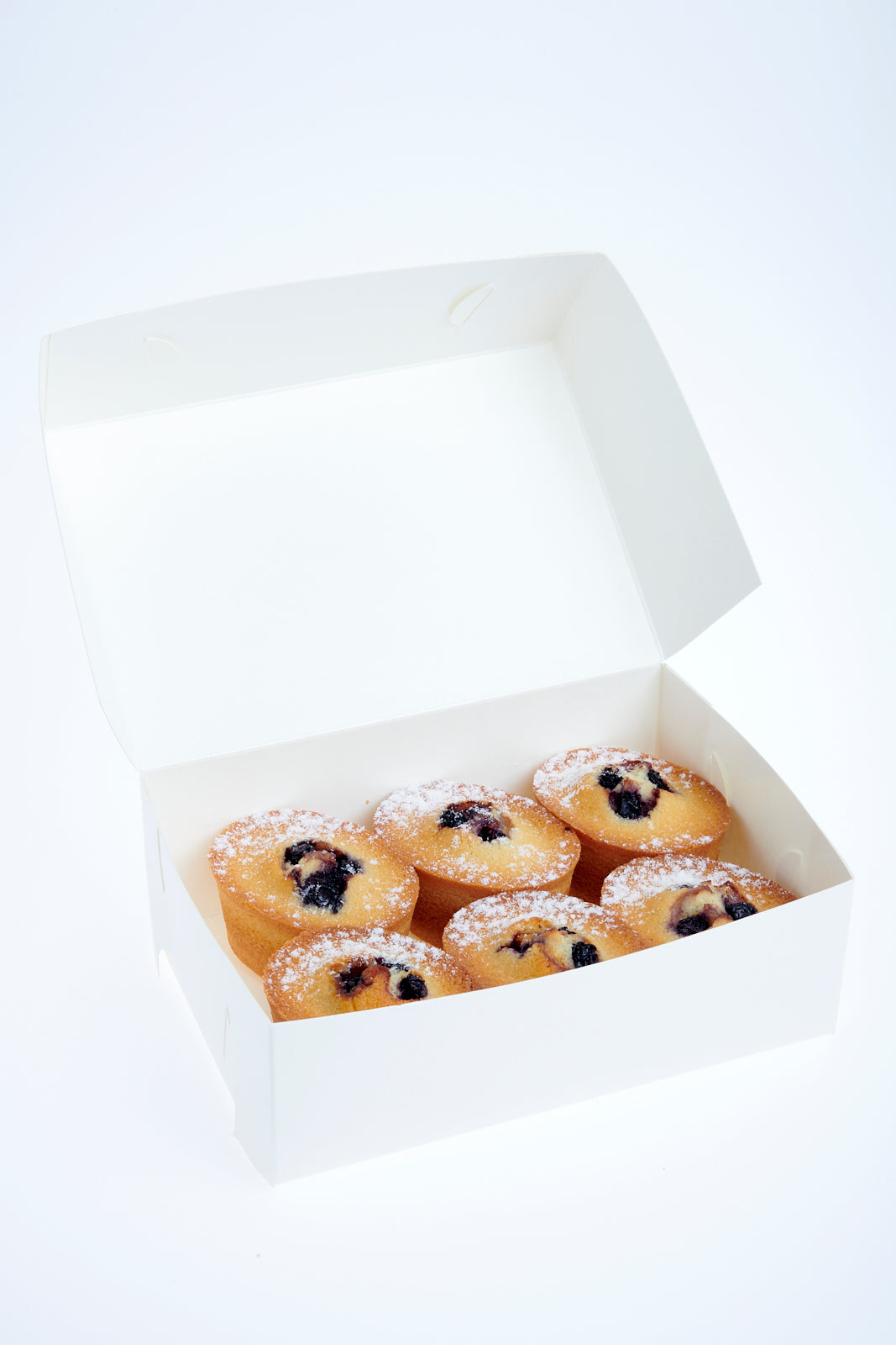 Box of 6 traditional blueberry friands wholesale for coffee shops Sydney