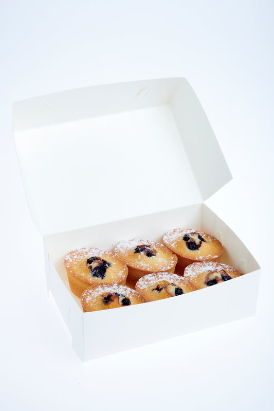 Box of 6 traditional blueberry friands wholesale for coffee shops Sydney