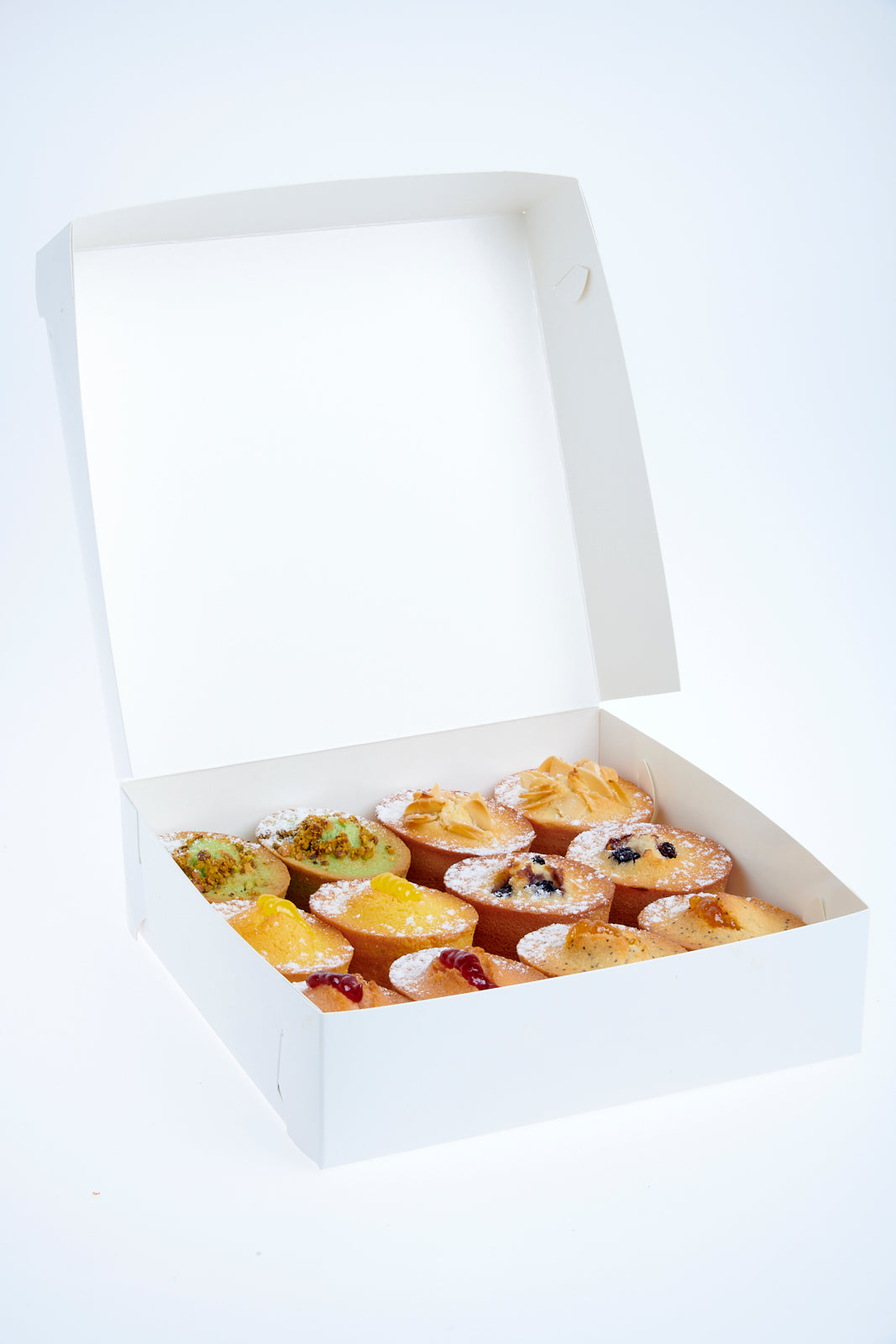 Box of 12 traditional friands wholesale cafe supply Bloomspoon Sydne